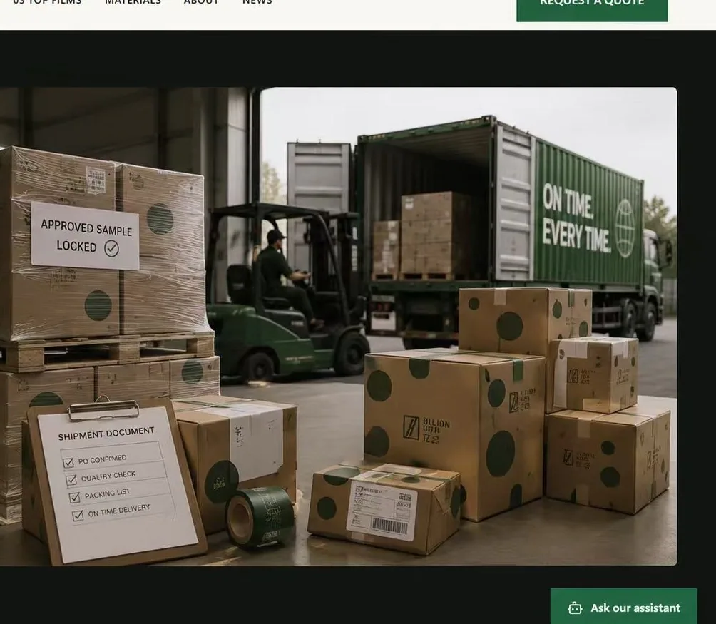 Warehouse and shipping operation with pallets of packaged products